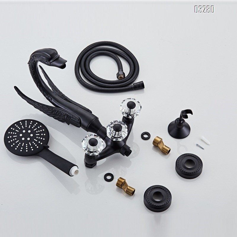 Gold Full Brass swan-shaped art simple shower faucet set home rain hose spray head faucet shower set
