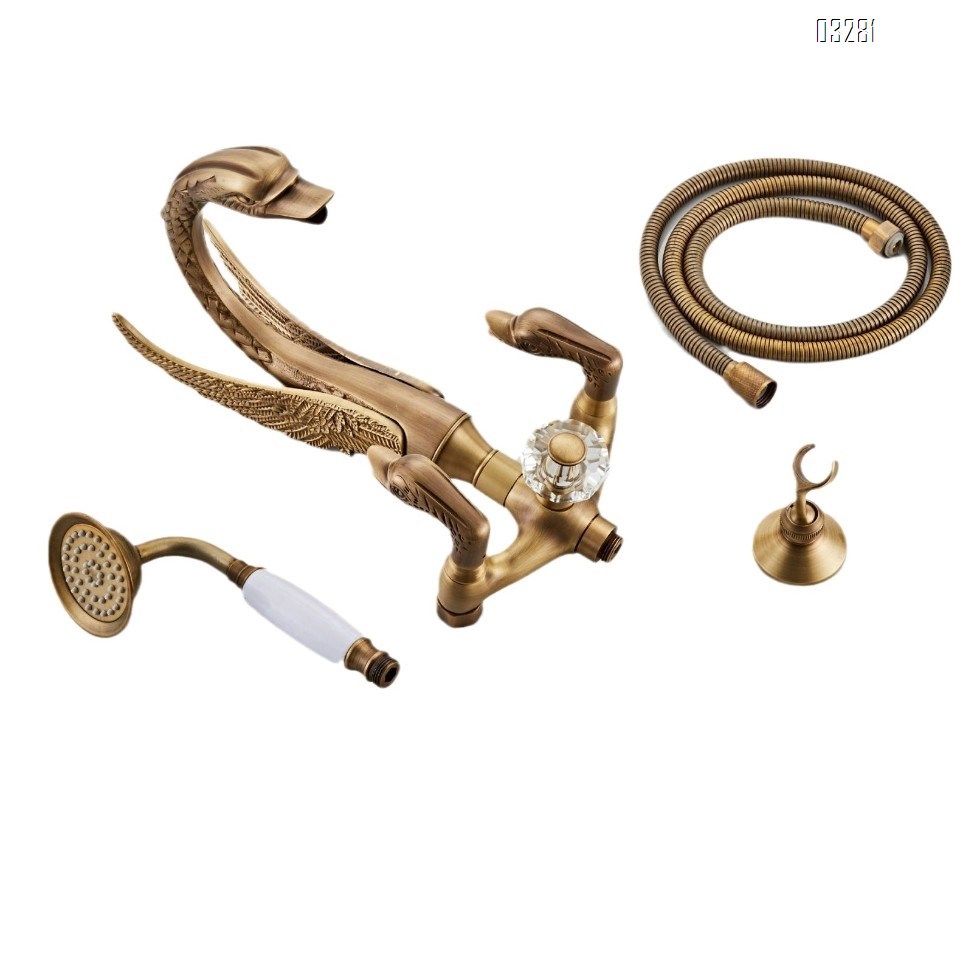 all Brass Artistic golden shower head set home use rain shower soft hose spray head faucet shower set