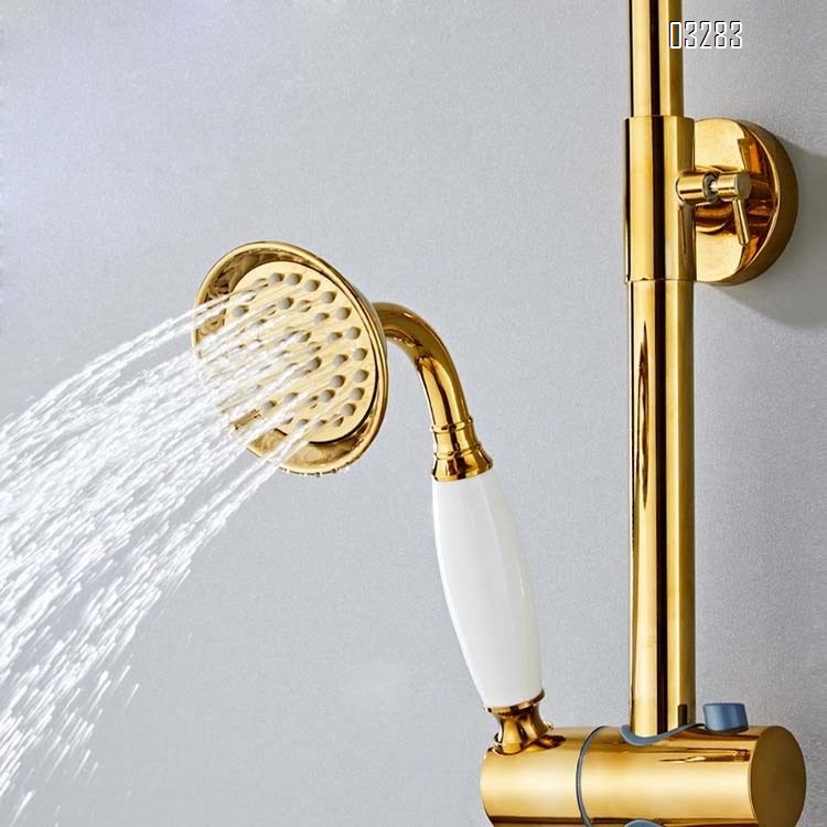 European style swan hot and cold water shower head rotatable bath faucet set
