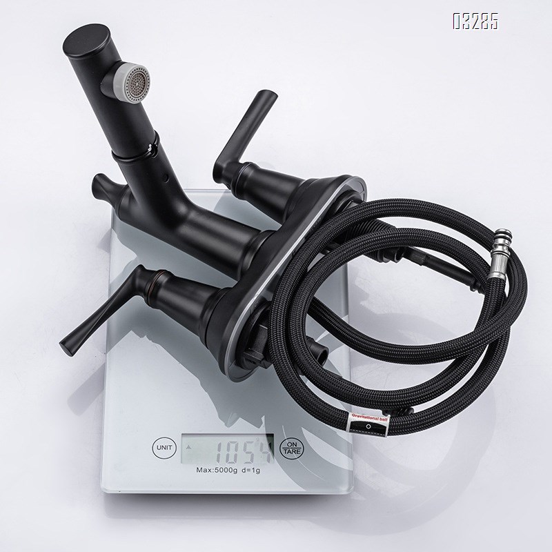 Black three-hole hot and cold water Separate faucet double-handle faucet for home use suitable for washbasin and bathroom Tap