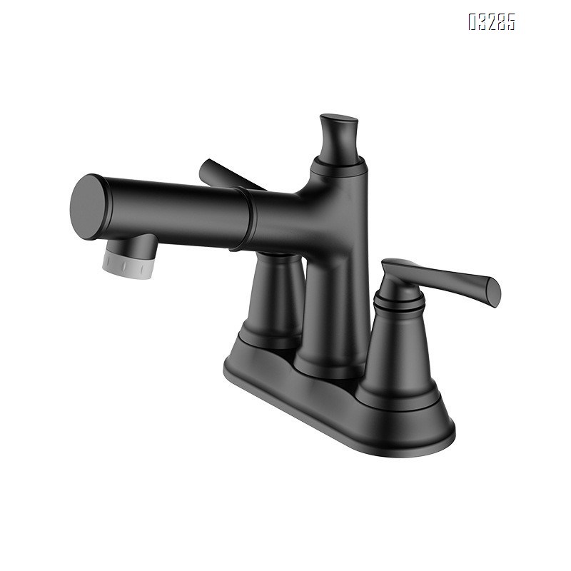Black three-hole hot and cold water Separate faucet double-handle faucet for home use suitable for washbasin and bathroom Tap