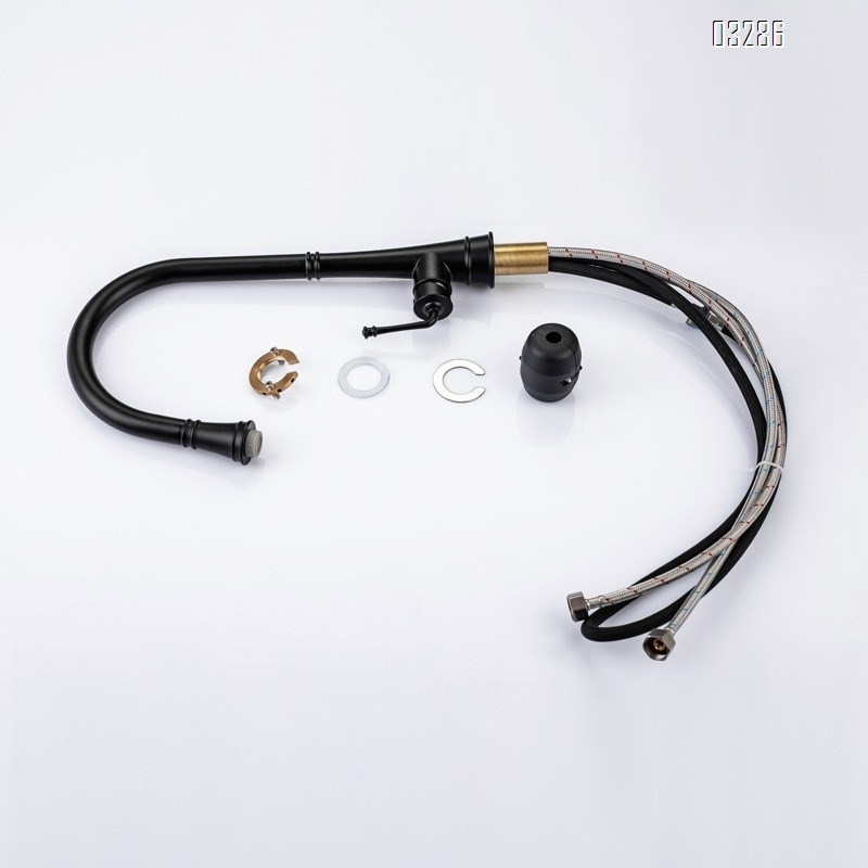 All Brass Black Retro hot and cold brass faucet kitchen pull-down hot and cold Kitchen sink Single Handle and Hole faucet