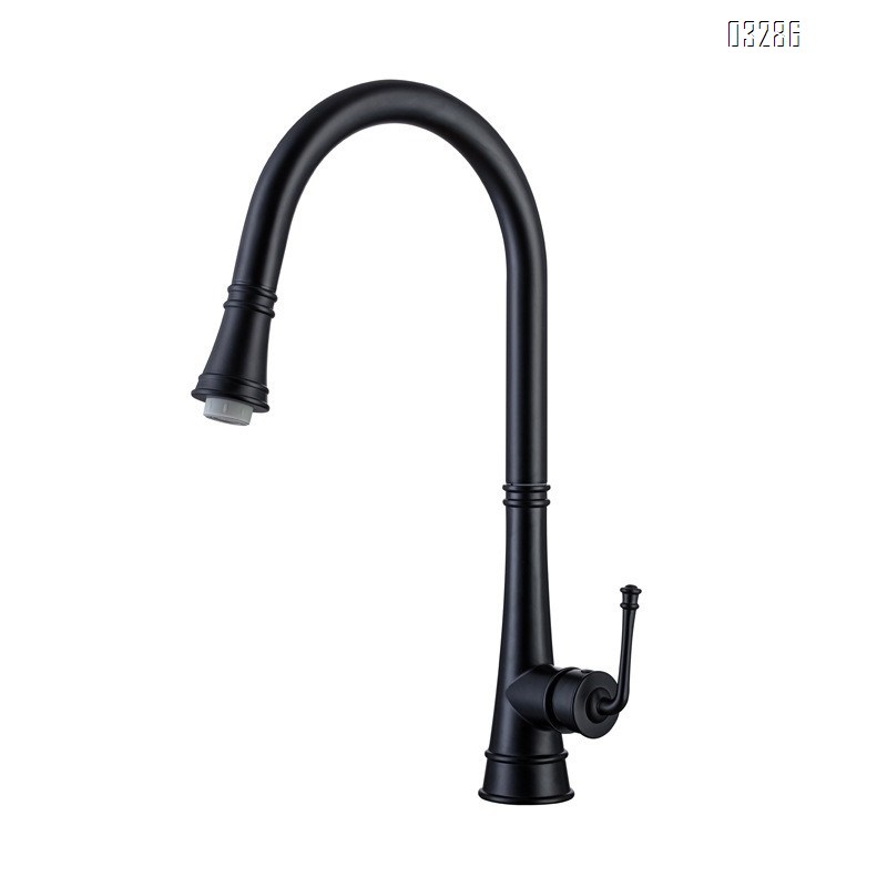All Brass Black Retro hot and cold brass faucet kitchen pull-down hot and cold Kitchen sink Single Handle and Hole faucet