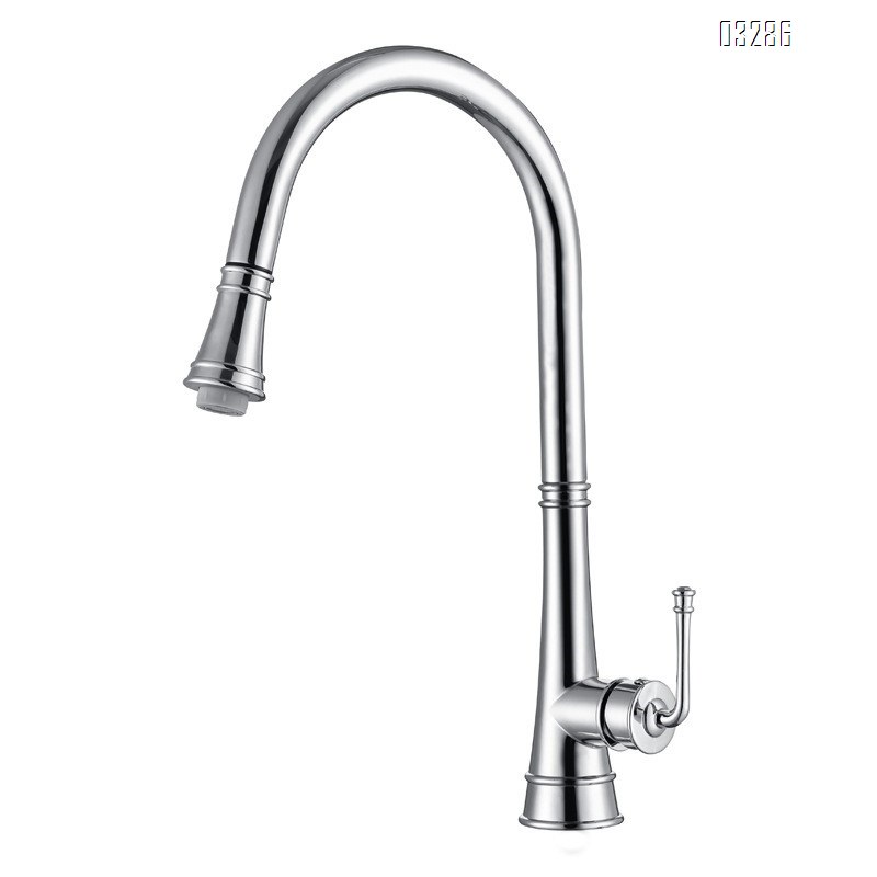 All Brass Black Retro hot and cold brass faucet kitchen pull-down hot and cold Kitchen sink Single Handle and Hole faucet
