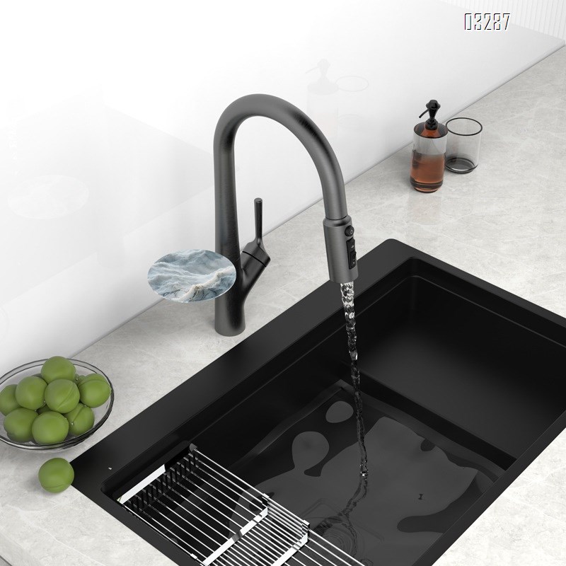 All-Brass kitchen faucet with rotatable pull-Down type vegetable sink and dish wash basin cold and hot water spout with storage