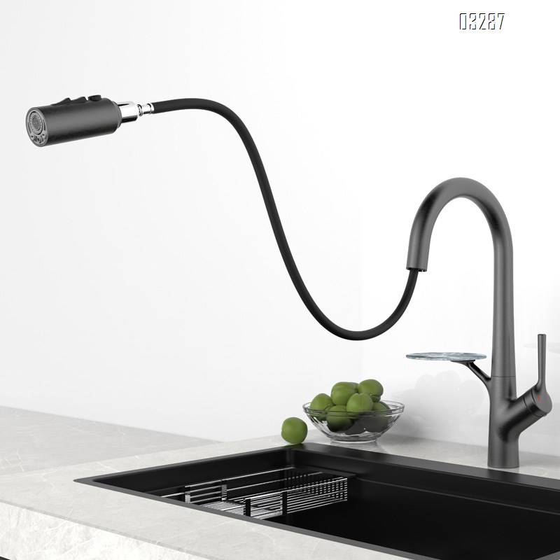 All-Brass kitchen faucet with rotatable pull-Down type vegetable sink and dish wash basin cold and hot water spout with storage