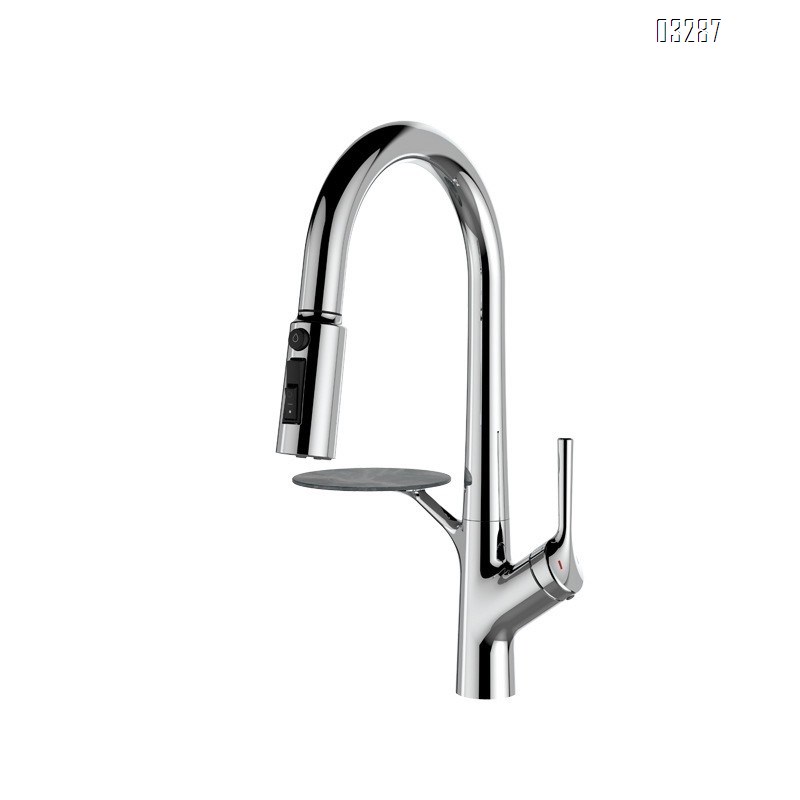 All-Brass kitchen faucet with rotatable pull-Down type vegetable sink and dish wash basin cold and hot water spout with storage