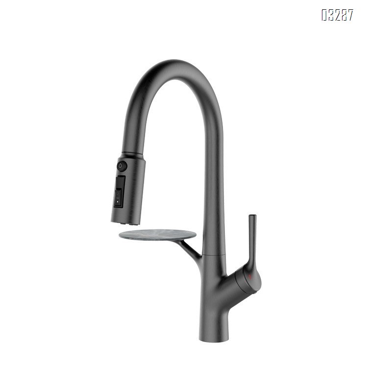 All-Brass kitchen faucet with rotatable pull-Down type vegetable sink and dish wash basin cold and hot water spout with storage