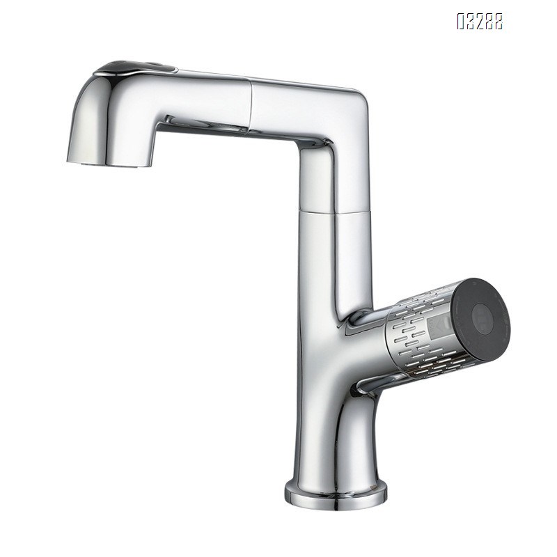 All Brass Pull-out Basin Faucets Cold and Hot water bathroom sink Single Hole and Handle Chrome Basin Faucets