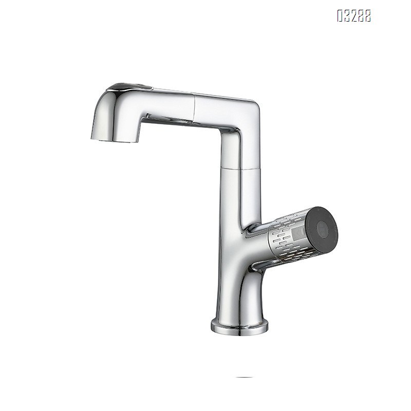 All Brass Pull-out Basin Faucets Cold and Hot water bathroom sink Single Hole and Handle Chrome Basin Faucets