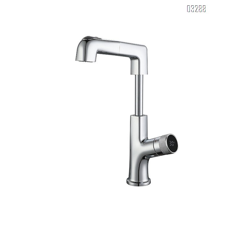 All Brass Pull-out Basin Faucets Cold and Hot water bathroom sink Single Hole and Handle Chrome Basin Faucets