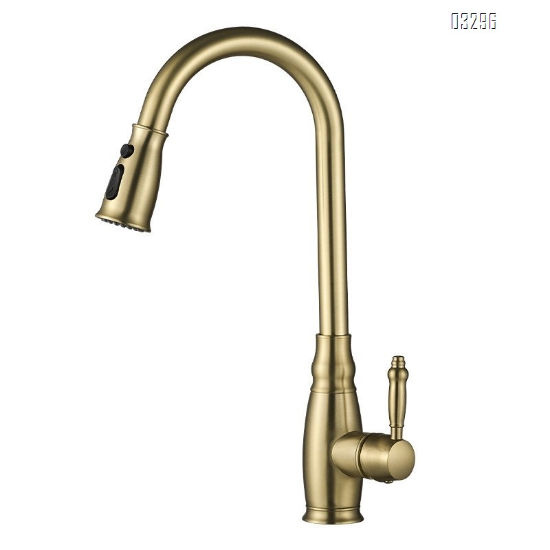 Champagne Gold Kitchen Faucet with Pull Down Sprayer 3 Functions, Single Handle Kitchen Sink Faucet Gold Faucet for Kitchen Sink