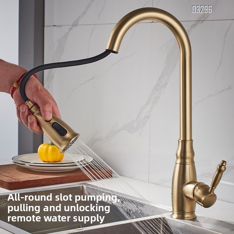 Champagne Gold Kitchen Faucet with Pull Down Sprayer 3 Functions, Single Handle Kitchen Sink Faucet Gold Faucet for Kitchen Sink