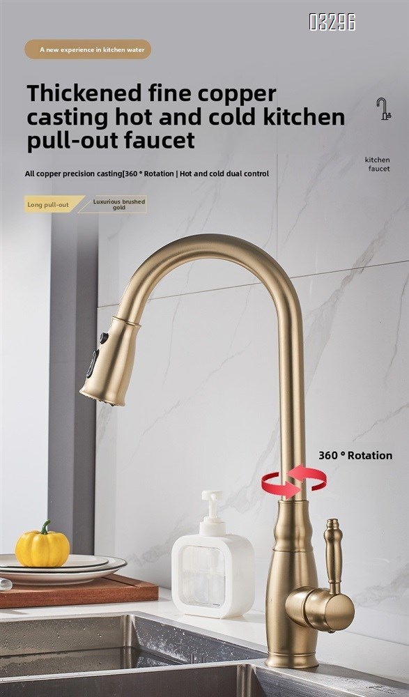 Champagne Gold Kitchen Faucet with Pull Down Sprayer 3 Functions, Single Handle Kitchen Sink Faucet Gold Faucet for Kitchen Sink