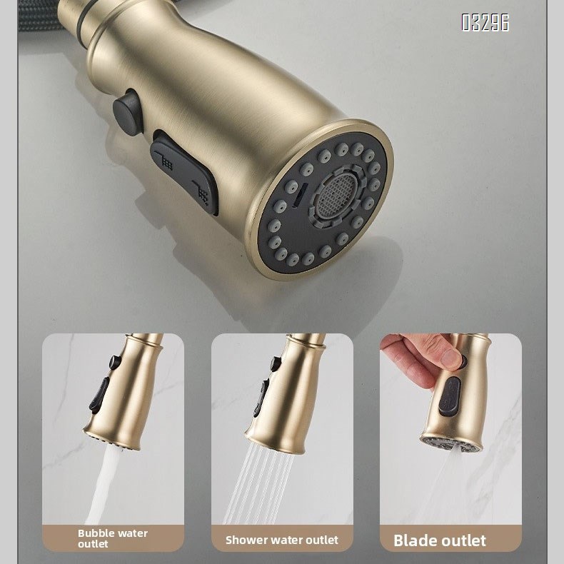 Champagne Gold Kitchen Faucet with Pull Down Sprayer 3 Functions, Single Handle Kitchen Sink Faucet Gold Faucet for Kitchen Sink