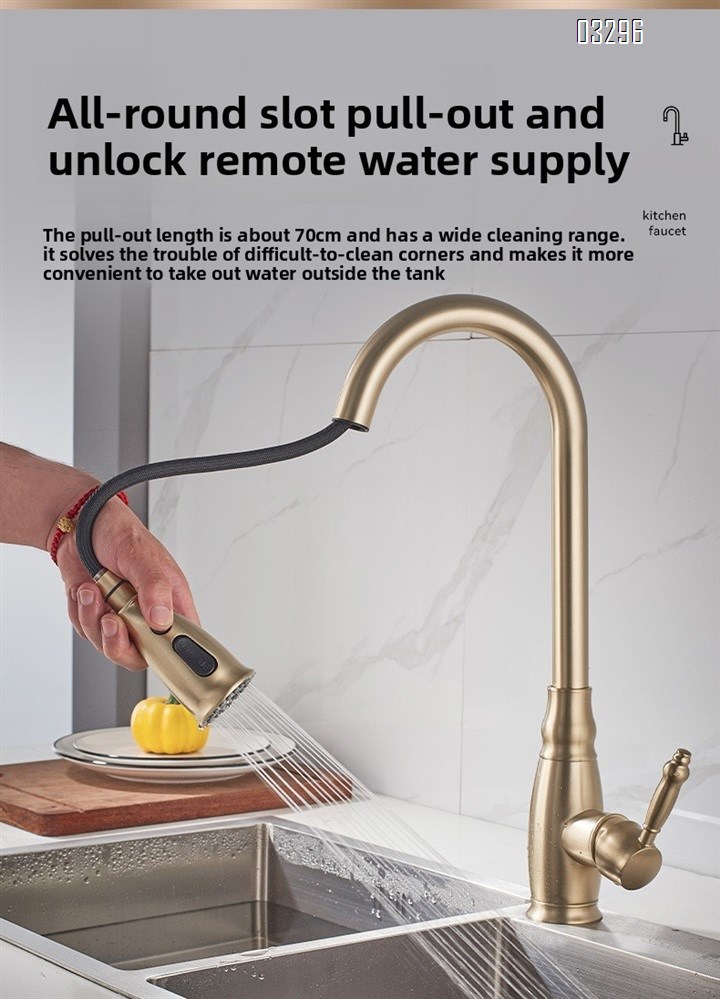 Champagne Gold Kitchen Faucet with Pull Down Sprayer 3 Functions, Single Handle Kitchen Sink Faucet Gold Faucet for Kitchen Sink