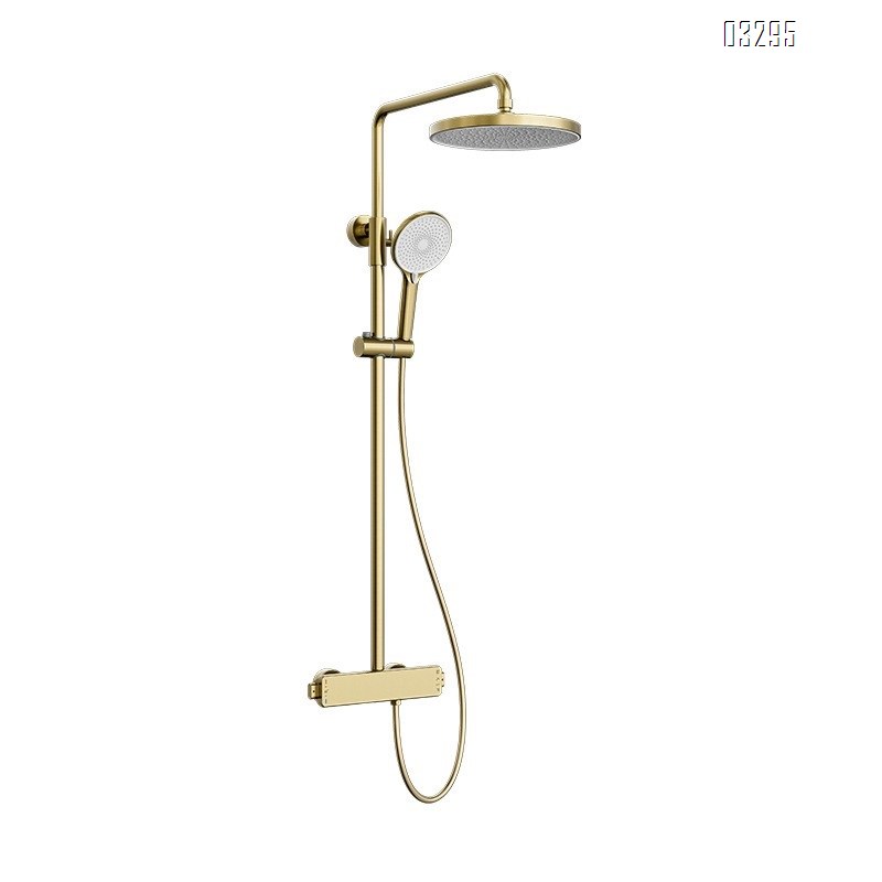 Golden minimalist thermostatic shower head set for home bathroom shower faucet room shower device