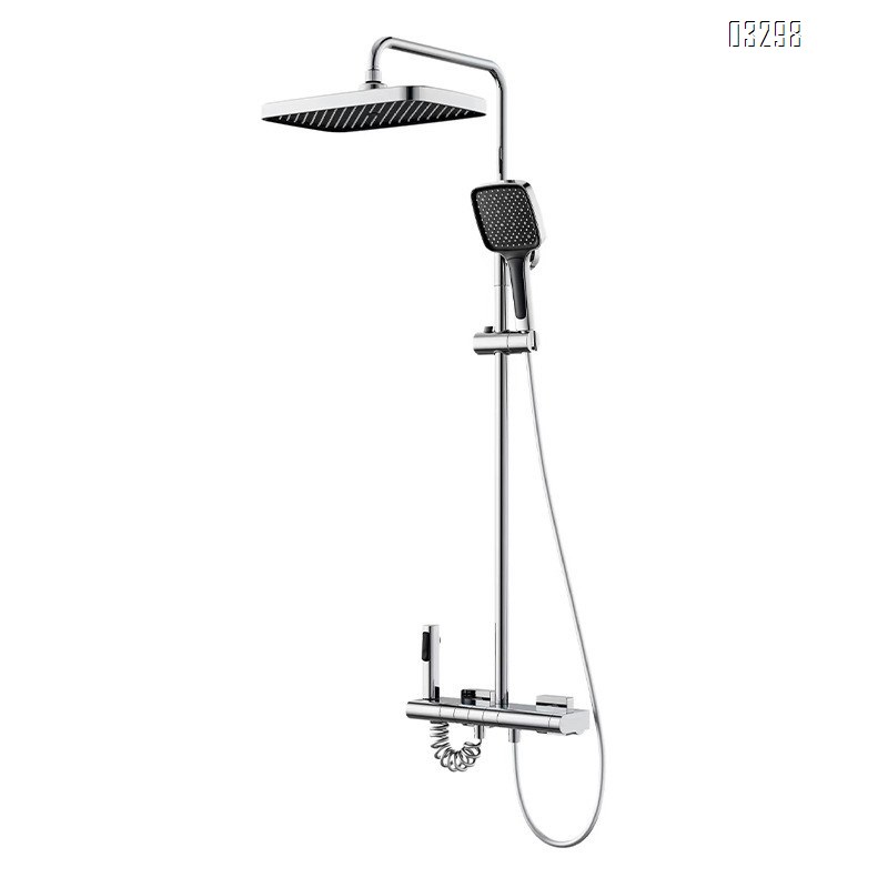 Luxury Shower Head with Temperature Display and Four Modes Adjustment Pure Brass Rain Shower Set