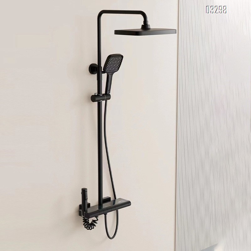 Luxury Shower Head with Temperature Display and Four Modes Adjustment Pure Brass Rain Shower Set