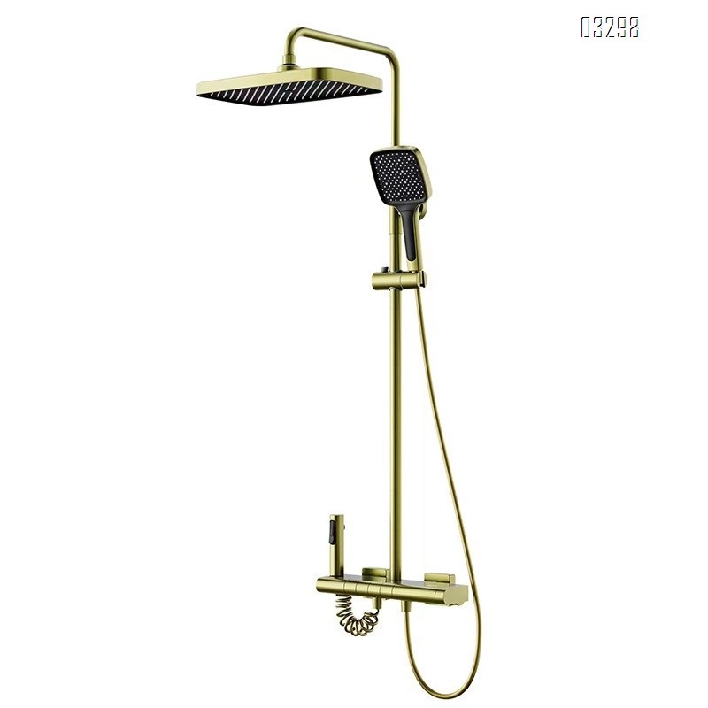 Luxury Shower Head with Temperature Display and Four Modes Adjustment Pure Brass Rain Shower Set