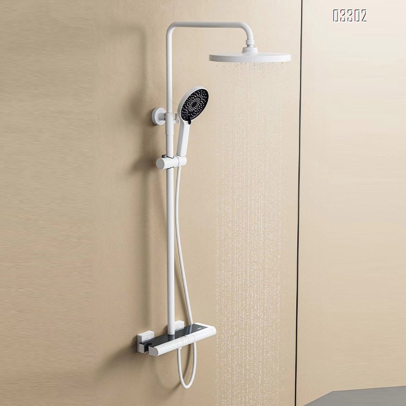 Light luxury home square top shower set with digital three-function adjustment and constant temperature round top water heater shower head