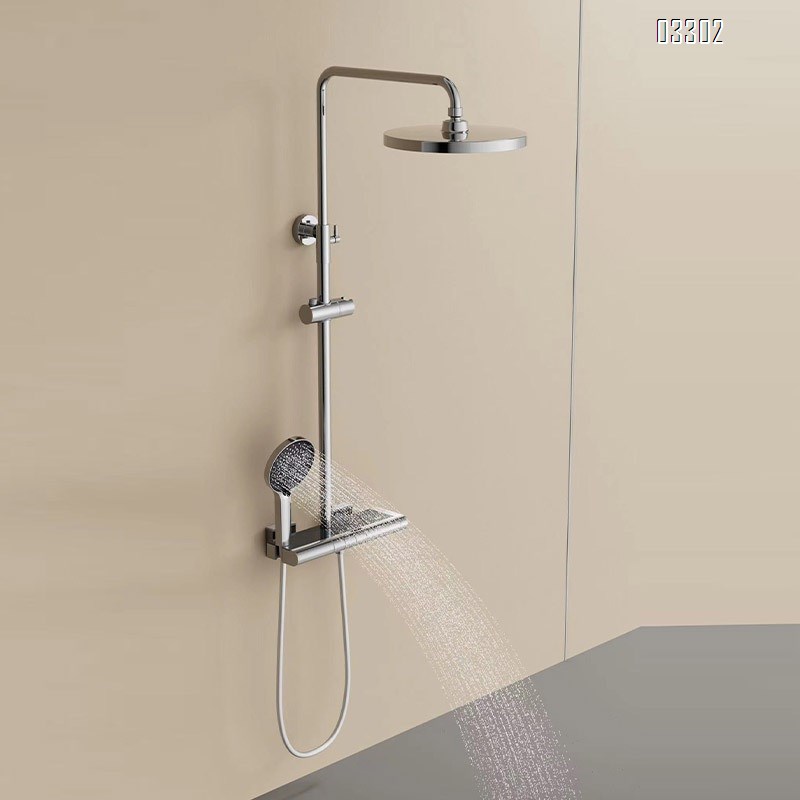 Light luxury home square top shower set with digital three-function adjustment and constant temperature round top water heater shower head