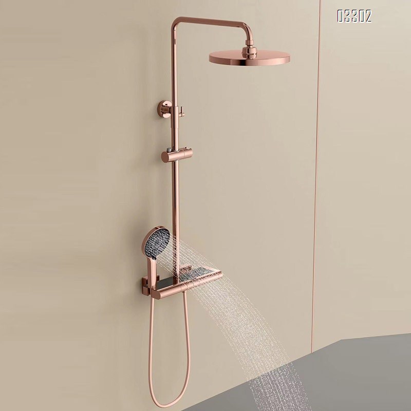 Light luxury home square top shower set with digital three-function adjustment and constant temperature round top water heater shower head