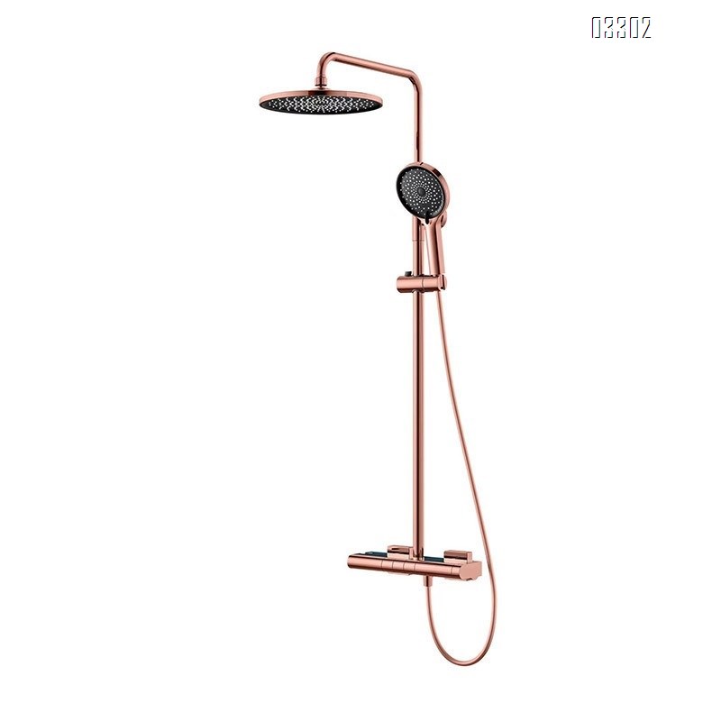 Light luxury home square top shower set with digital three-function adjustment and constant temperature round top water heater shower head