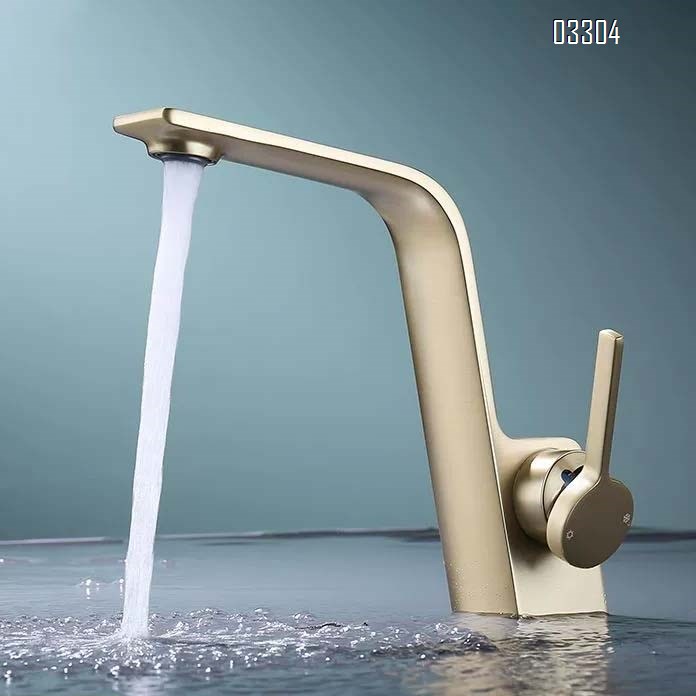 All Brass bathroom sink  faucet with single hole for square wash basin in light gun gray Cold and hot water Tap