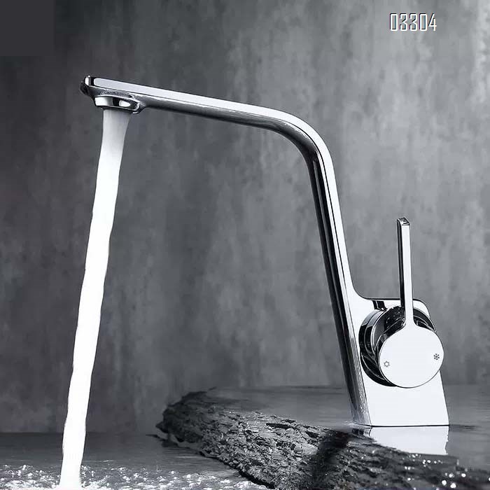 All Brass bathroom sink  faucet with single hole for square wash basin in light gun gray Cold and hot water Tap