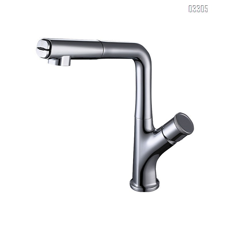Full Brass lift and lower wash basin faucet in chrome color 360-degree rotatable home use pull-out basin cold and hot faucet