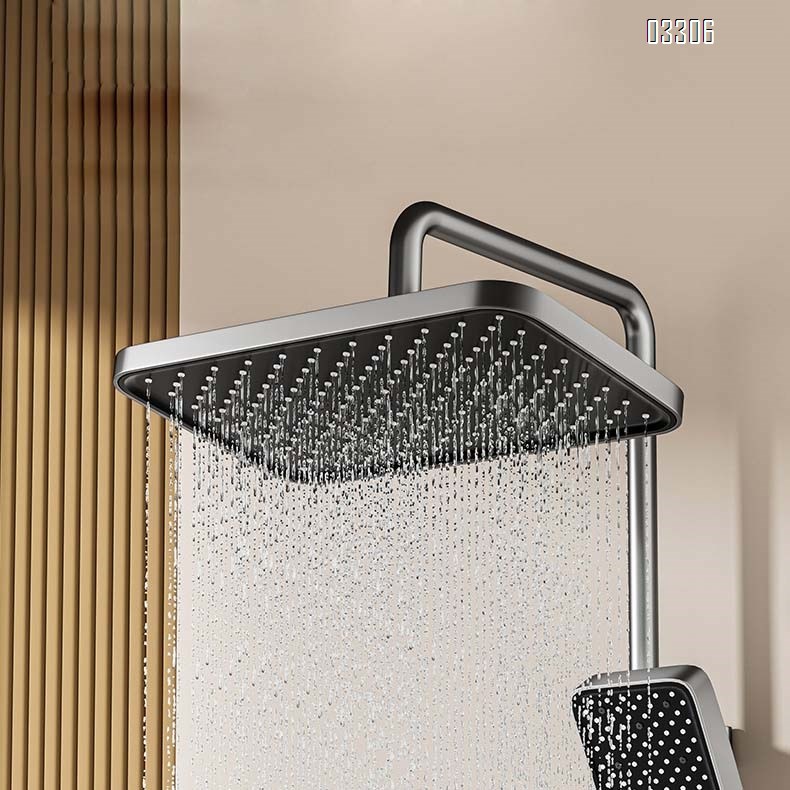 Stainless Steel Smart temperature control digital display keyboard four-gear atmosphere light shower head set