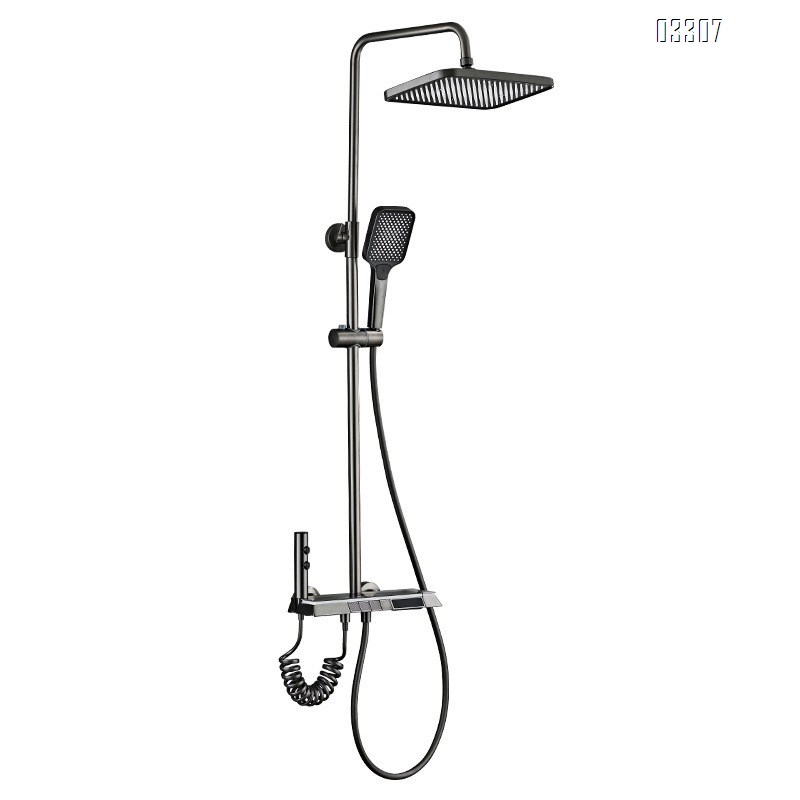 Brass Luxury Gun gray water plating brushed process pressure shower head set pressure bathroom full copper full set