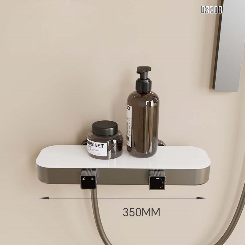 New Simple Storage Rack Shower Set Constant Temperature Digital Display Bathroom Ambient Light Home Use Shower Head