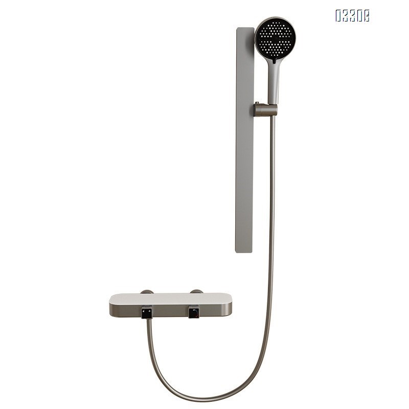 New Simple Storage Rack Shower Set Constant Temperature Digital Display Bathroom Ambient Light Home Use Shower Head