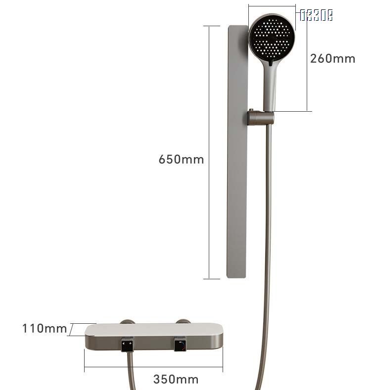 New Simple Storage Rack Shower Set Constant Temperature Digital Display Bathroom Ambient Light Home Use Shower Head