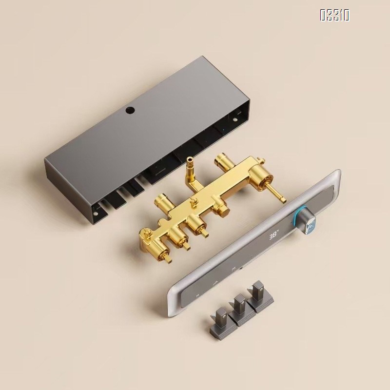 Shower Head Set Home Use Gun Grey Bathroom Cold and Hot Water with Storage Three-speed Digital Display Shower Head