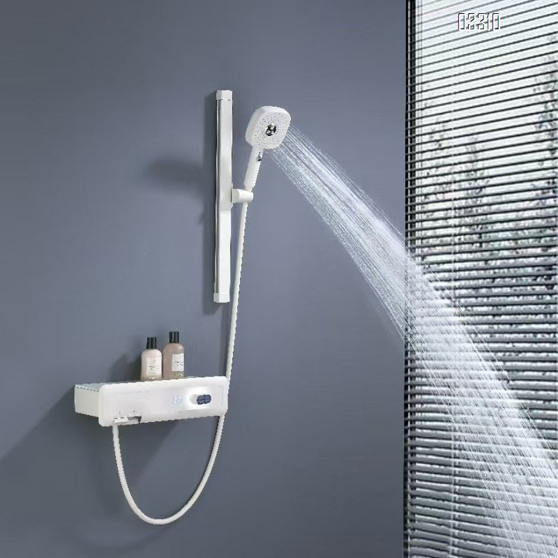Shower Head Set Home Use Gun Grey Bathroom Cold and Hot Water with Storage Three-speed Digital Display Shower Head
