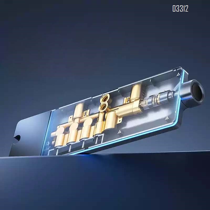 Digital display constant temperature shower head set with piano key full Brass pressure increase square pipe gun gray atmosphere light bath device