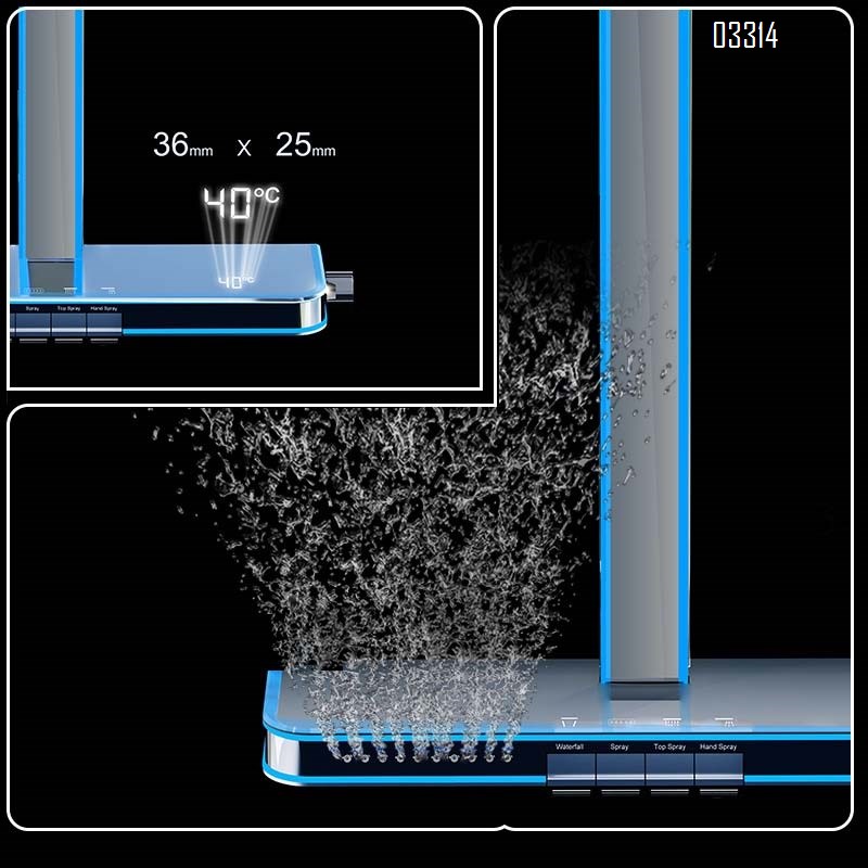 Shower Head set with back spray cold and hot intelligent display atmosphere light Brass home bathroom gun gray pressure spray head