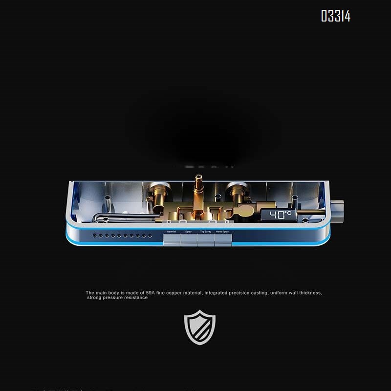 Shower Head set with back spray cold and hot intelligent display atmosphere light Brass home bathroom gun gray pressure spray head