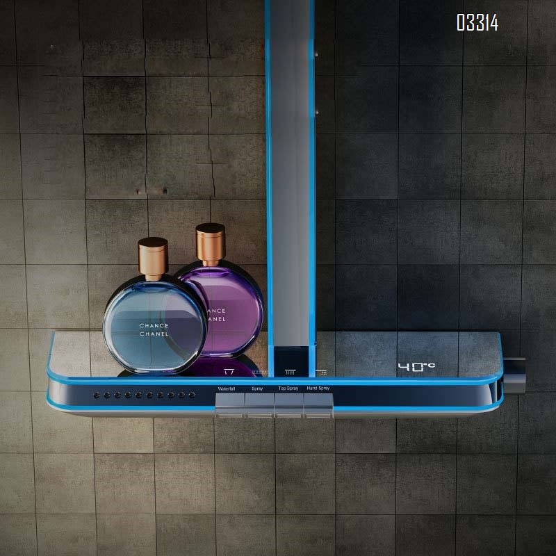 Shower Head set with back spray cold and hot intelligent display atmosphere light Brass home bathroom gun gray pressure spray head