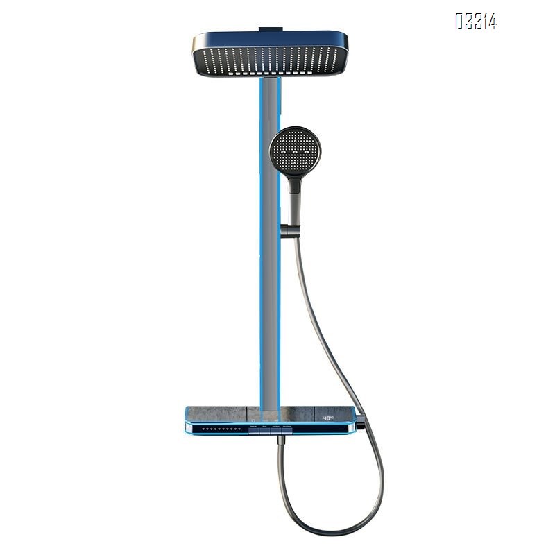 Shower Head set with back spray cold and hot intelligent display atmosphere light Brass home bathroom gun gray pressure spray head