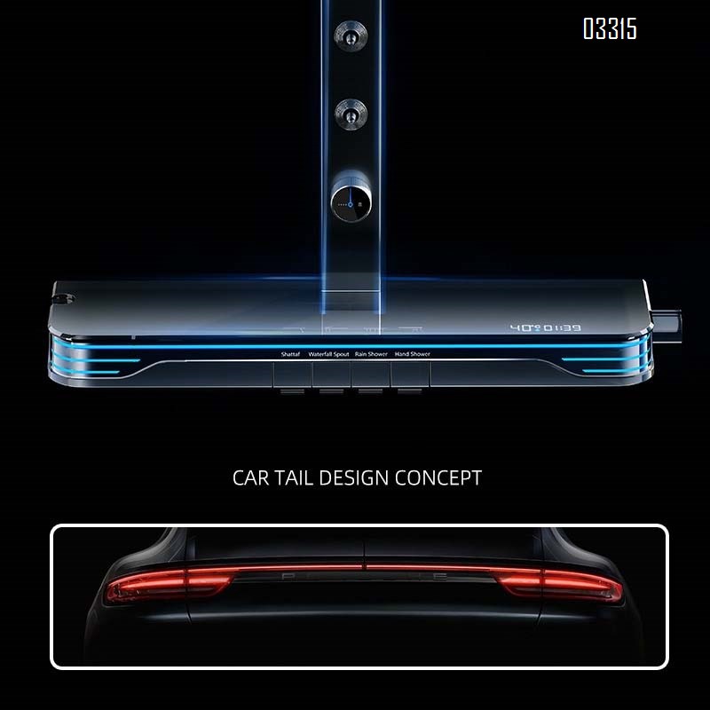 Gun gray bathroom all Brass shower set with digital display SPA shower waist spray five-speed storage shelf