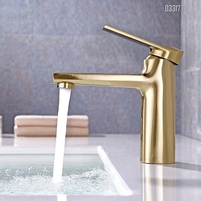 Brass single handle hot and cold faucet for wash basin with single hole countertop for home use black wash basin all copper wash basin Tap