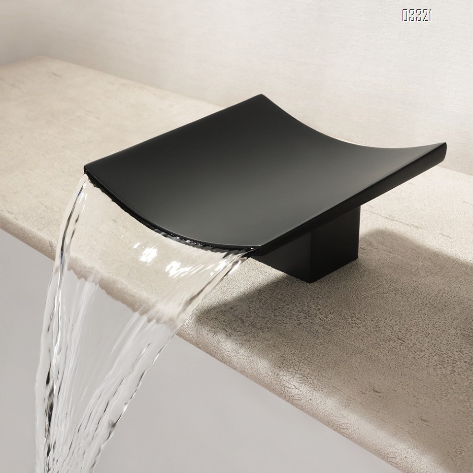 Brass Simple waterfall basin faucet with separate cold and hot water three-piece set for home and hotel bathtub side wash basin and stand