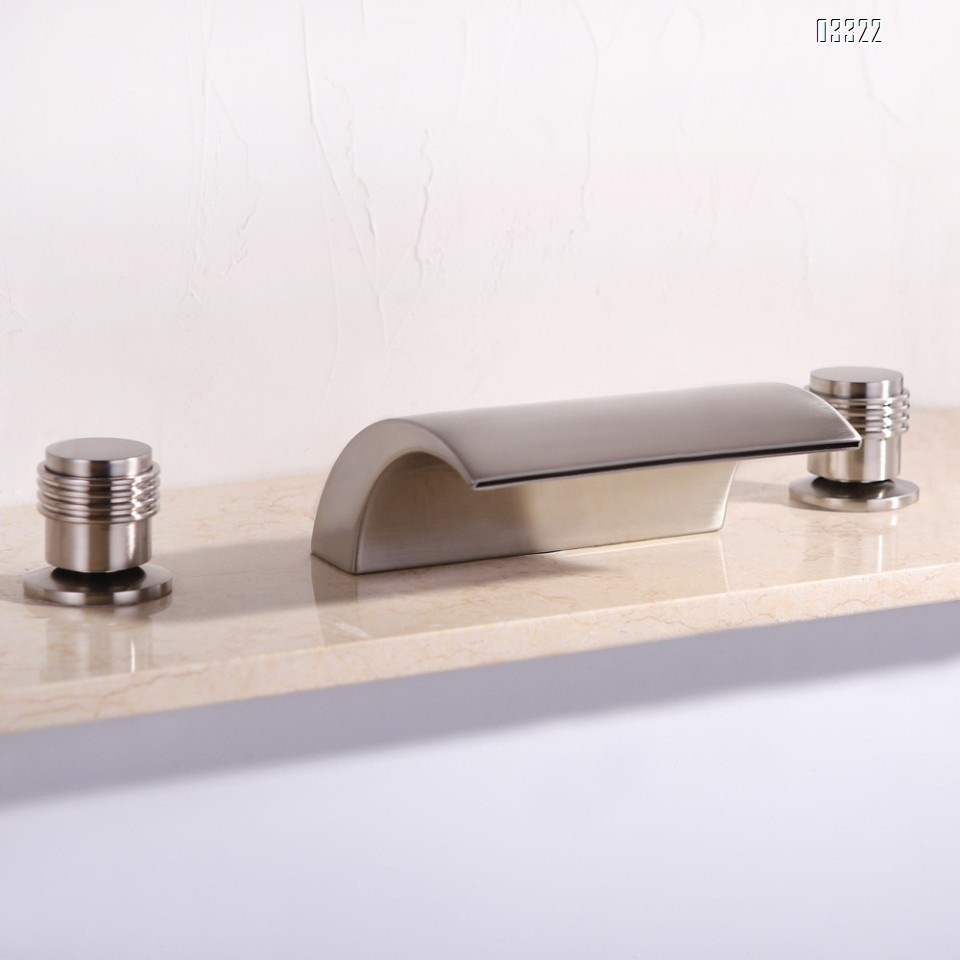 Brass cold and hot LED temperature-sensitive color-changing luminous wash waterfall Three hole Separate basin faucet