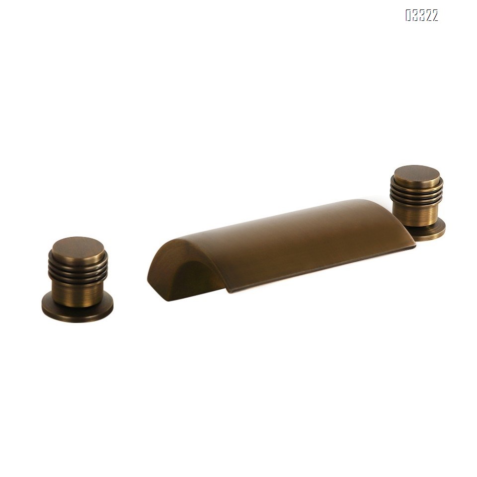 Brass cold and hot LED temperature-sensitive color-changing luminous wash waterfall Three hole Separate basin faucet