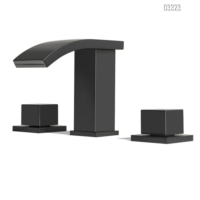 Cold and hot platform basin bathroom sitting three-hole Separate Brass LED hydraulic luminous waterfall outlet surface basin faucet
