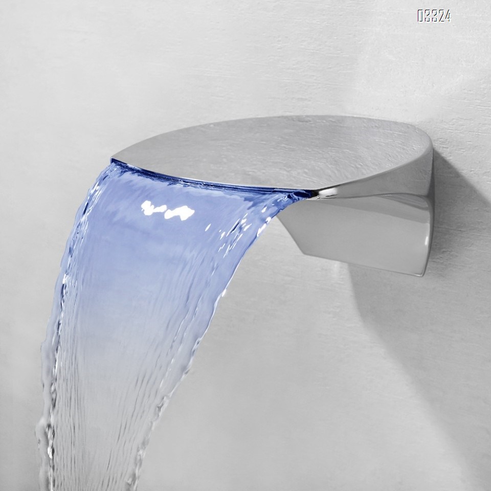 Brass wash basin with LED temperature control and waterfall bath Two hole Separate Bathroom sink wall mounted Basin Best Faucets Tap Basin